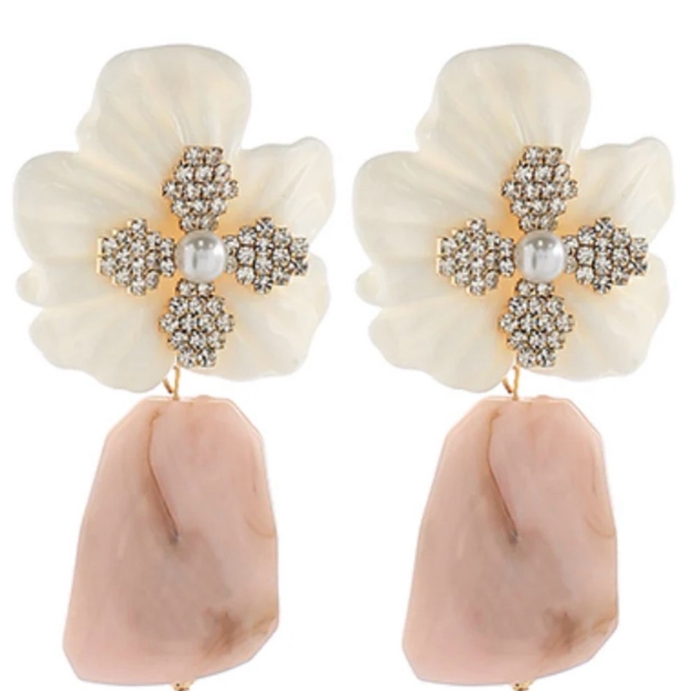 Elegant Floral Pearl Drop Earrings